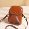 Retro oil wax cowhide small bag mobile phone bag new leather women's bag shell bag versatile shoulder messenger bag
