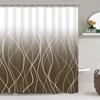 Simple Abstract Line Bathroom Four-Piece Shower Curtain Bathroom Shower Curtain Partition Curtain Bathroom Curtain Polyester