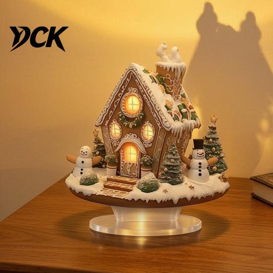 Christmas Tabletop Decorations Acrylic Table Decor, Gingerbread House Tree Ornaments, Cute Winter Accents Waterproof Holiday Desktop for Living