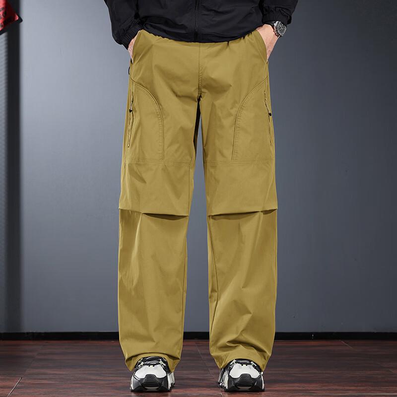 JIELEINUO Men's Wide-Leg Functional Cargo Pants