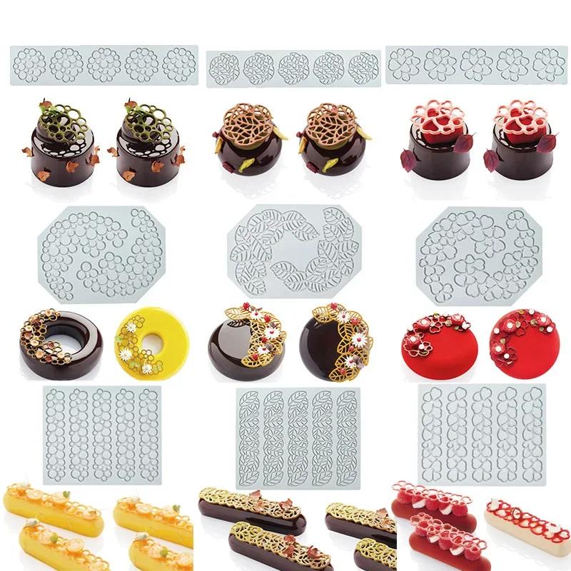 Long Bubble Heart Sugar Flipping Lace Pad Silicone Mold for Leaf Cake Decoration DIY Chocolate Plate Decoration Baking Mold