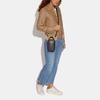 New COACH Eva Artificial Leather Cell Phone Pouch, Handbag, Shoulder Bag, Crossbody Bag Mini Women's Brown & Black CC872-IMAA8