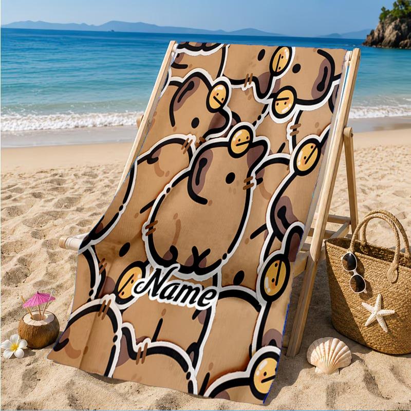 Personalisierbares Kapibara Strandtuch Mikrofaser Strandtuch, Leicht und Schnelltrocknend, für Sommerreisen, Schwimmbad Geschenk