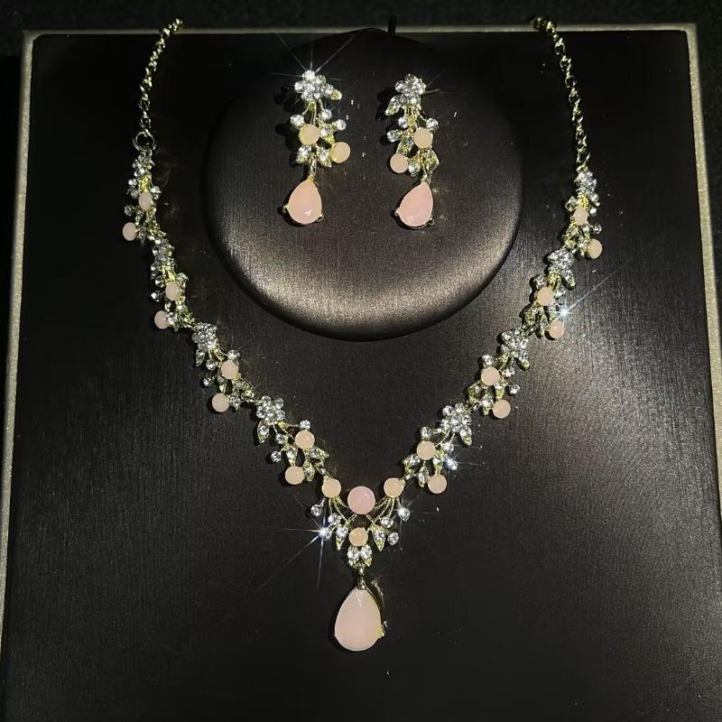

3pcs/set Fashionable and Exquisite Women s Luxury Zircon Necklace and Earring Set Wedding Bride Party Accessories
