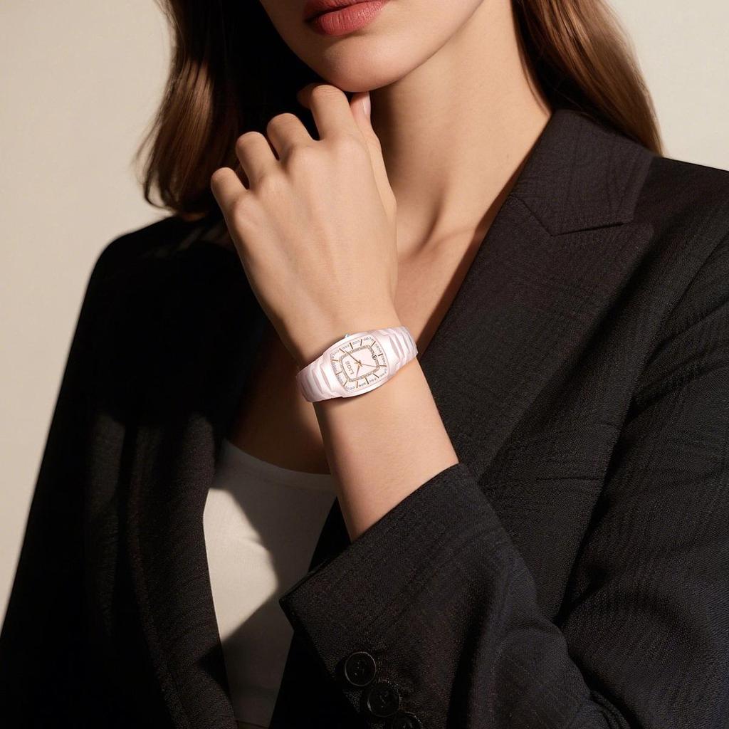 LIGE Fashionable Women's Square Multi-Function Waterproof Quartz Calendar Watch