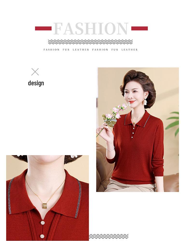 2026 Spring/Summer Women's Long-Sleeve Knit Top with Polo Collar for Elegant Commute