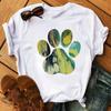 Fashion Women T-Shirt Cartoon Tee Shirts Watercolor Heart Dog Paw T Shirt Harajuku Tops Tee Short Sleeve Cute Female Tshirts Tee
