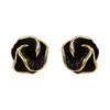 Elegant 3D Camellia Studs Earrings Portable Accessory for Women Stylish Black Tone with Sturdy Alloy Materials