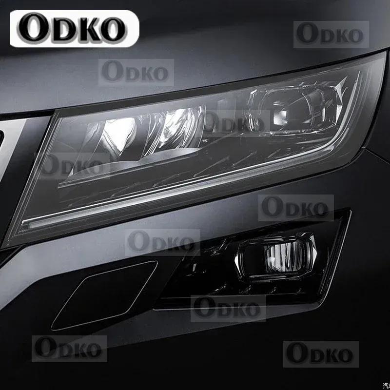 2 Pcs Car Headlight Protective Film Front Light Transparent Smoked Black TPU Sticker For Skoda Kodiaq 2016-On RS Accessories