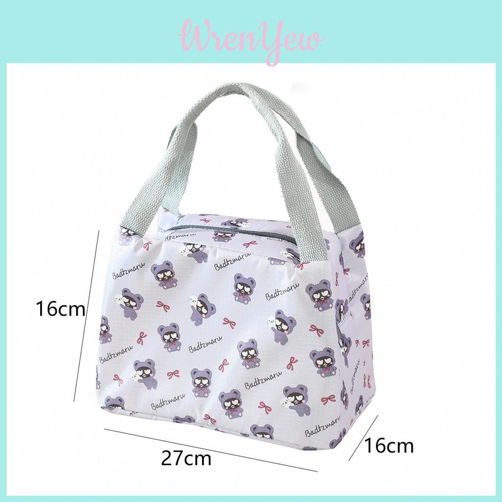 Portable Bento Bag With Insulation For Girls Featuring Kuromi And Melody Printed Oxford Cloth For School And Work