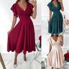 2023 European & American V-Neck Ruffle Sleeve Casual Party Dress