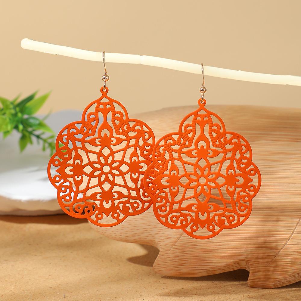 Creative Colorful Hollow Earrings Set for Women Fashion Ethnic Personality Geometric Alloy Dangle Earring Vacation Party Jewelry