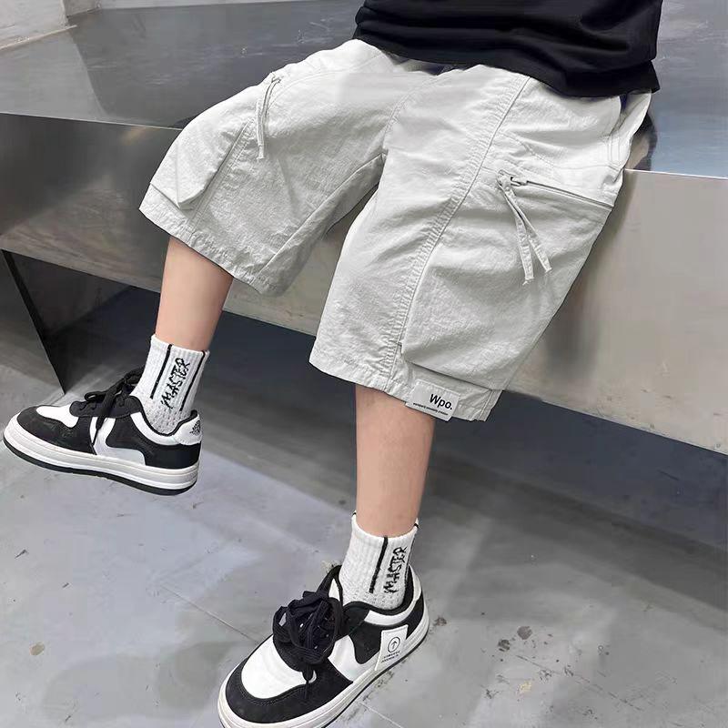 

Черные брюки для мальчиков Летние детские повседневные свободные спортивные универсальные брюки Шорты пять четвертей 170 белый