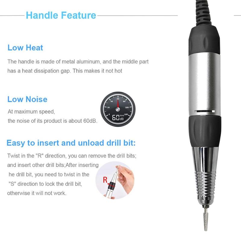 Handheld Nail Drill Machine 30000rpm Professional Nail Drill Electric Nail File Kits for Nail Shaping Buffing Gel Nails