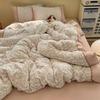 Korean Fresh Four-Piece Set: Cotton Lace Trim, Double Layer Gauze, Aerobic Jacquard Herringbone, Thickened.