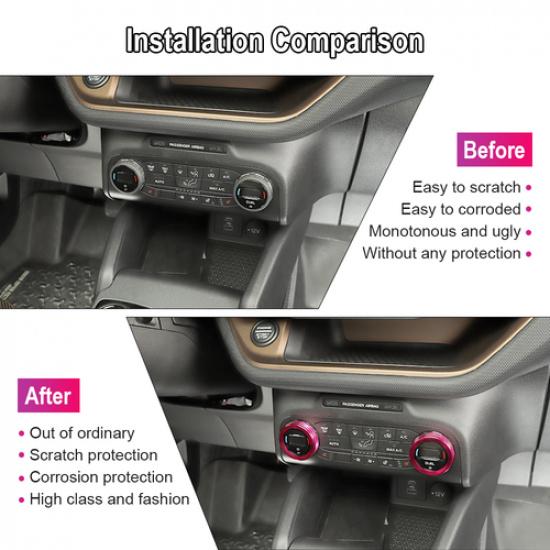 2pcs Pink Car Air Condition Switch Knob Trim Ring For Ford Bronco Sport +