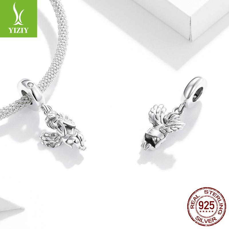 Yinziyun Little Angel Sterling Silver Pendant - Platinum Plated DIY Charm SCC1686