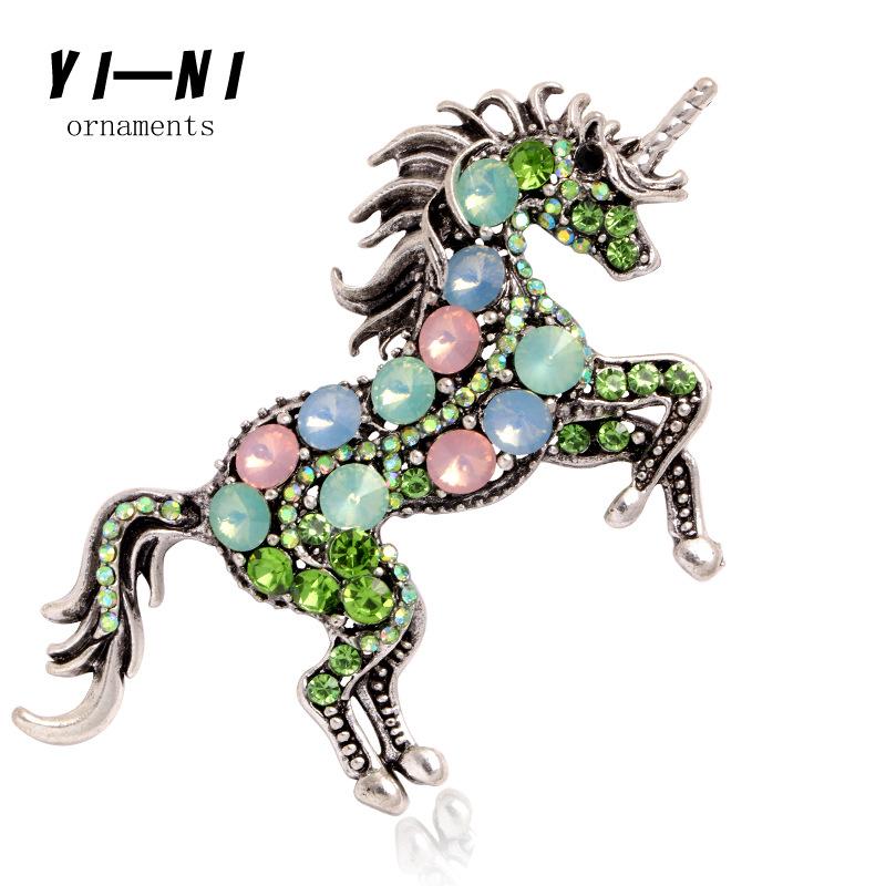 E-commerce retro brooch high-end crystal brooch unicorn animal alloy brooch brooch