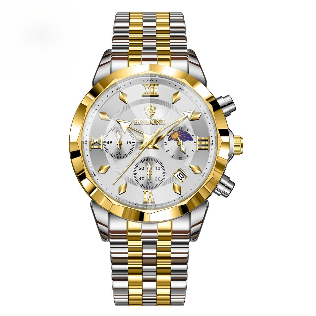 Luxury Men Watch Top Original Waterproof Luminous Chronograph Man Wristwatch Stainless Steel Quartz Business Men Watches