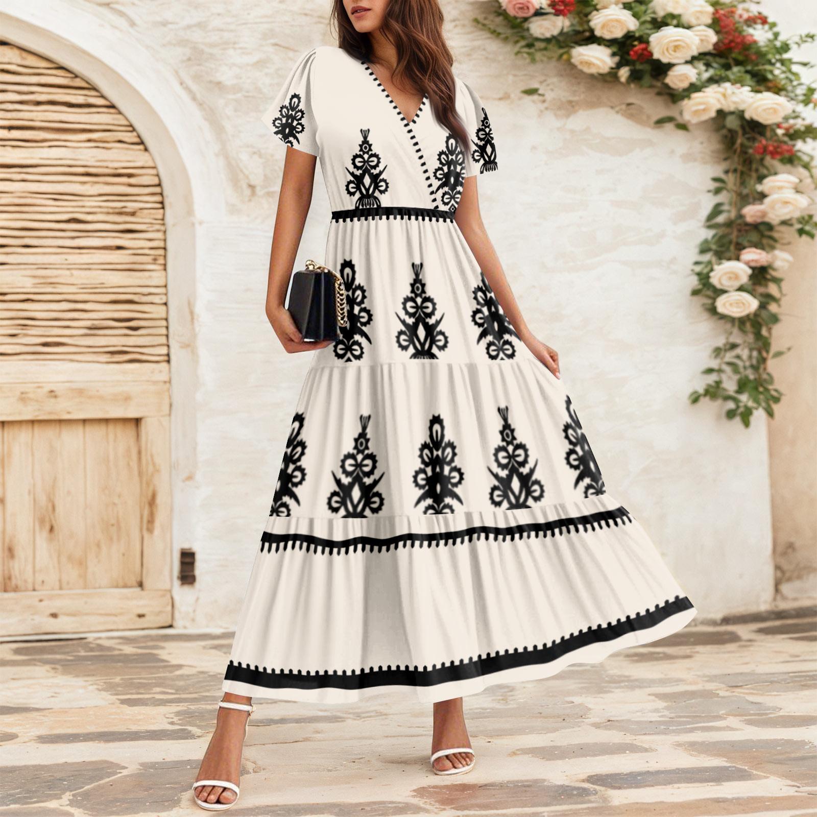 

Женские струящиеся платья Женские летние платья Повседневные платья макси с коротким рукавом Официальные платья макси L бежевый