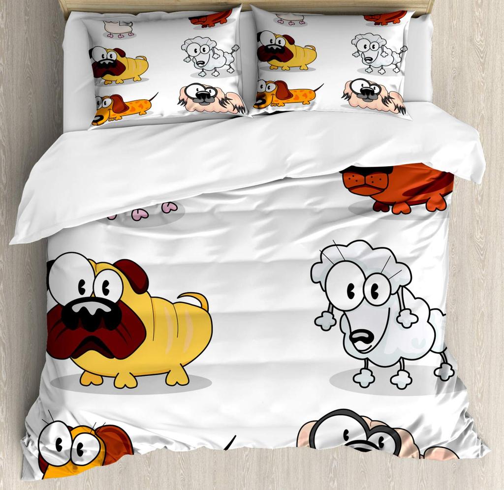 Group Of Dogs Duvet Cover Sets For Kids Teens Boys Girls Lightweight Bedspread Cover Room Decor Family Type Species Bedding Set