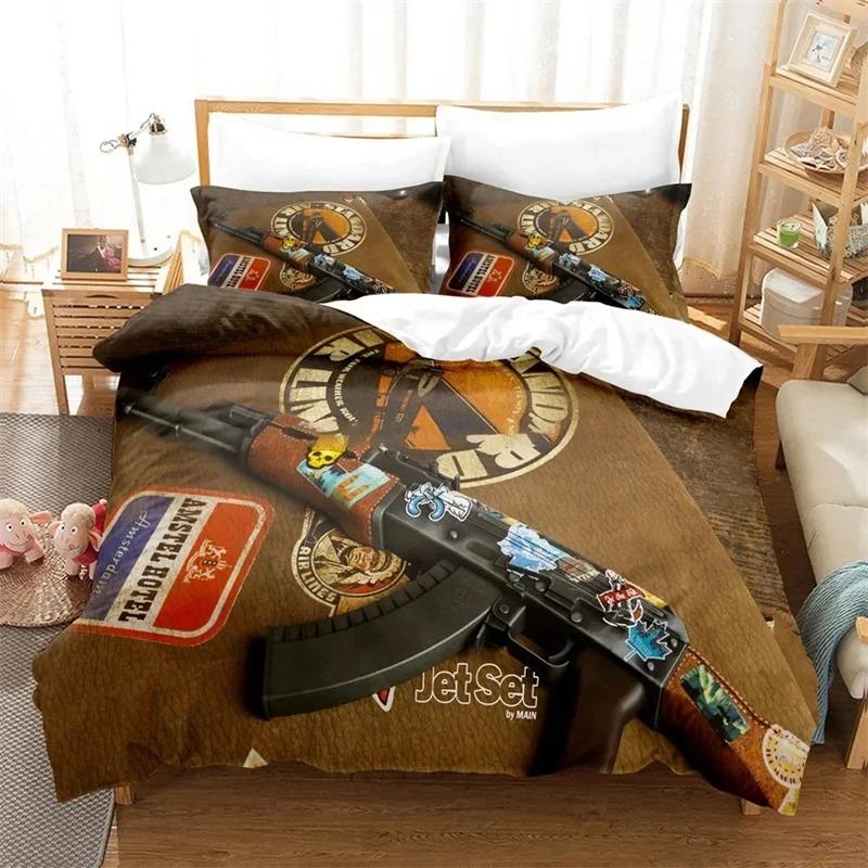 Shooting Game Csgo Bedding Set,Duvet Cover Comforter Bed Set Quilt Cover Pillowcase,King Queen Twin Size Boys Girls Adultse