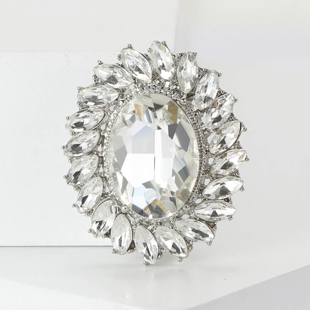 Broche Oval de Cristal con Girasol para Mujer Unisex Pines de Solapa Fiesta de Oficina Regalos para Amigos Accesorios