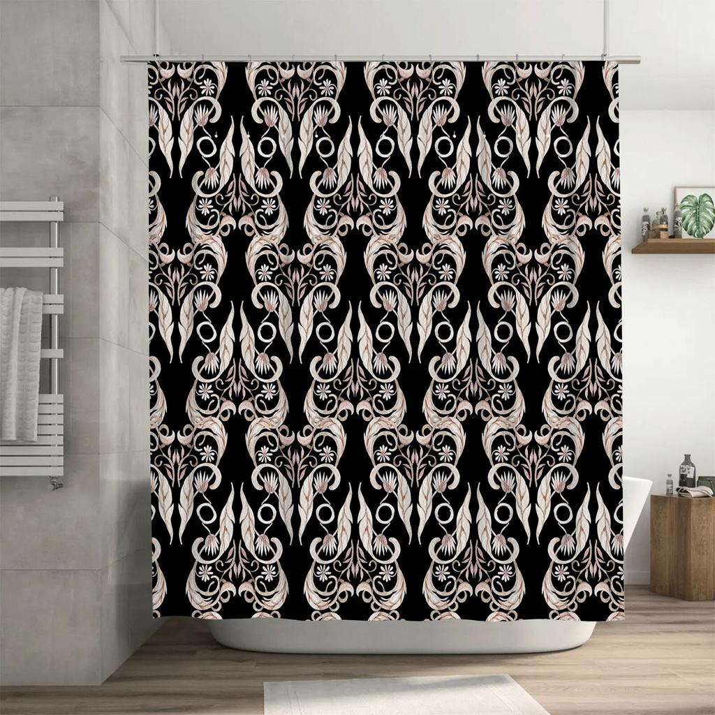 Elegant Retro Black White Shower Curtain for Bathrooms Decorative Bathroom Window Curtains with Grommets Size 72x84 (183x213cm)