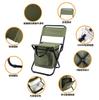 3-in-1 Folding Cooler Chair with Backrest, Portable Insulated Camping Stool with Storage Bag for Fishing Hiking Picnic Beach BBQ