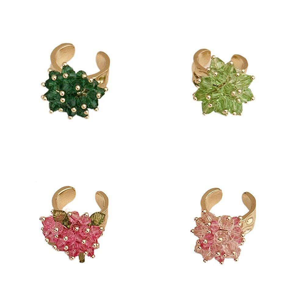 Korean Style Y2K Open Ring Firework Finger Buckle Personality Beaded Flower  Ring  Women