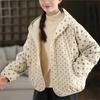 Johnature Women Vintage Hooded Button Warm Polka Winter Loose Casual Soft Female Pockets Thick Coats