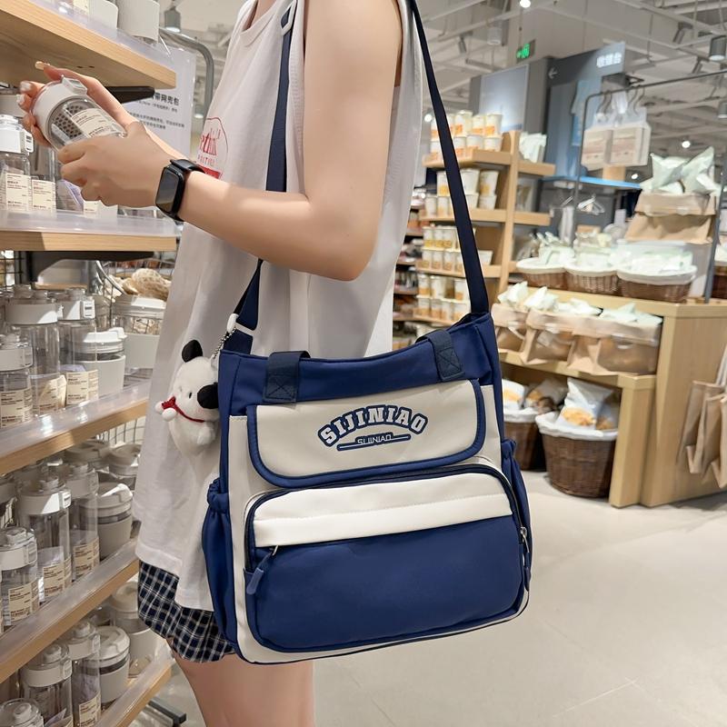 Student Shoulder Bag Contrast Color Crossbody Bag Women's Commuter Class Handbag