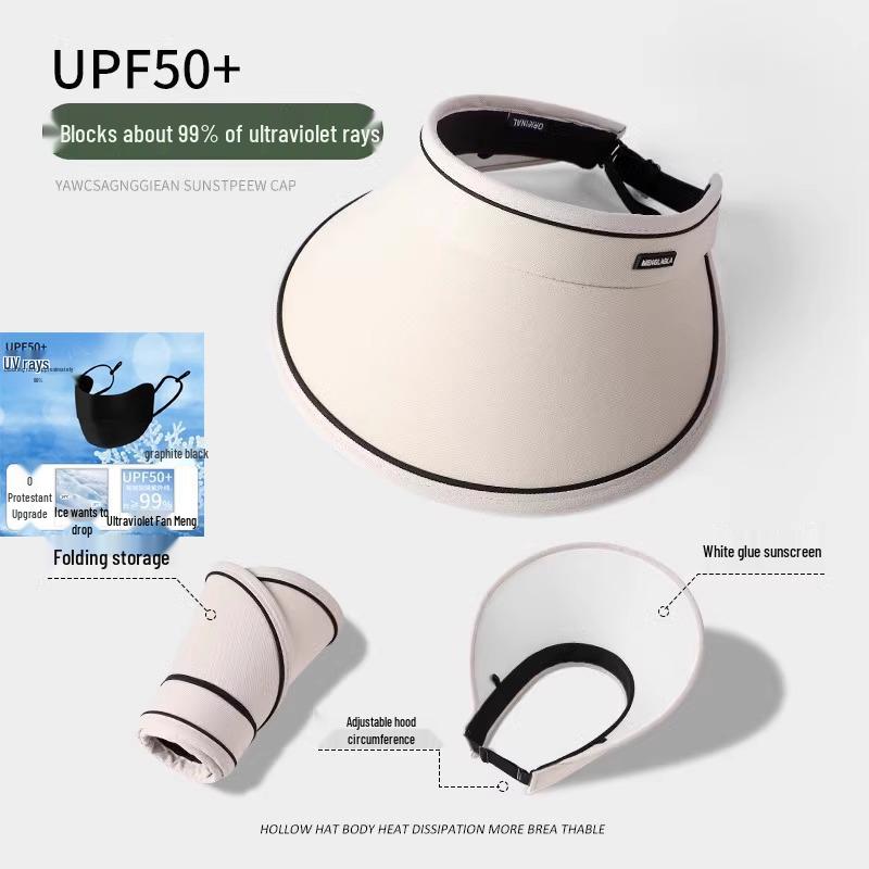 Women's Foldable Summer Sun Hat - UV Protection, Empty Top, Outdoor 2025 Design