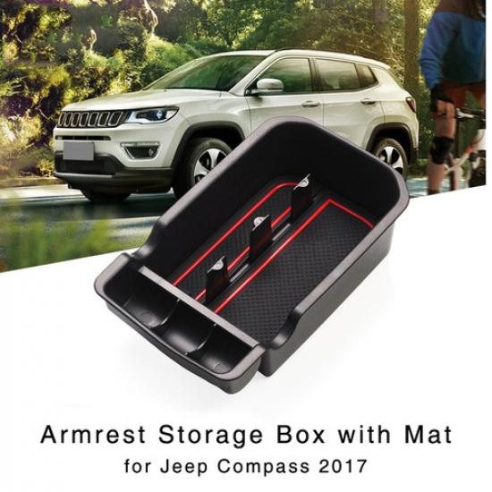 New Armrest Storage Box for Jeep Compass 2017- Central Console Glove Tray