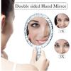 YEAKE Hand Mirror,Double-Sided Handheld 1X/5X Magnifying Mirror with Handle, Handle Makeup Mirror,Acrylic, 6.1" W X 10" L, Rounded Shape, Clear 1 PC
