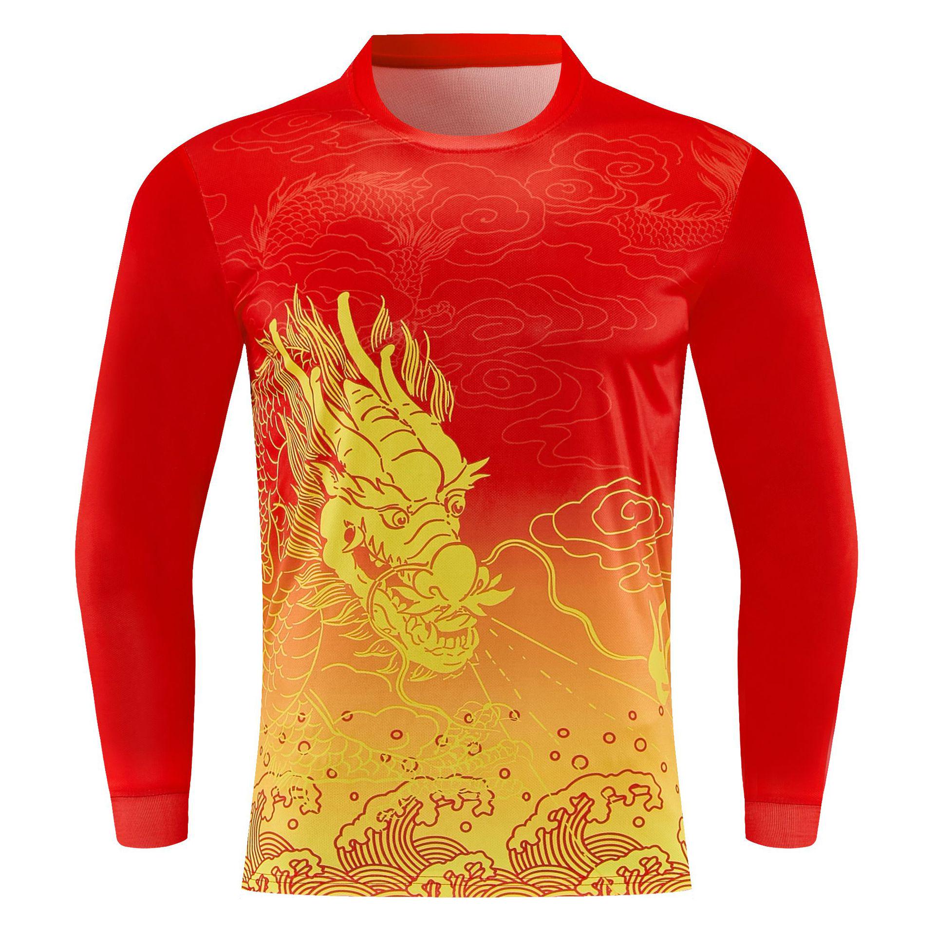 Men s Long-Sleeve Quick-Dry Sports Set: Football & Dragon Boat Jersey with Dragon Pattern 3XL