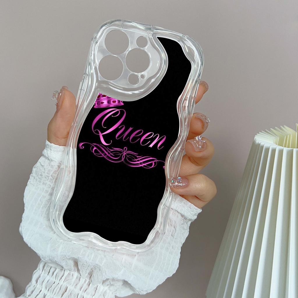 LZ29 Queen King Crown Couple Clear Soft Wave Phone Cases for iPhone 15 13 Pro Max 12 Mini 14 8 Plus XS Max XR 6 Protection Back Cover