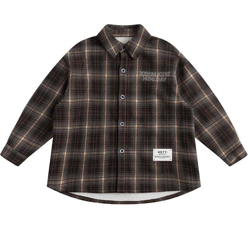 Little Elephant Hamm Boys  Fleece-Lined Plaid Shirt Jacket 110 cm
