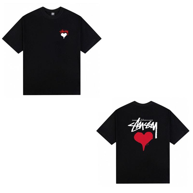 Short-sleeved High-quality Trendy Brand Men's and Women's Loose Cross-border Stu Xi Stu Crew Neck Printed Couple T-shirt with the Same Collection
