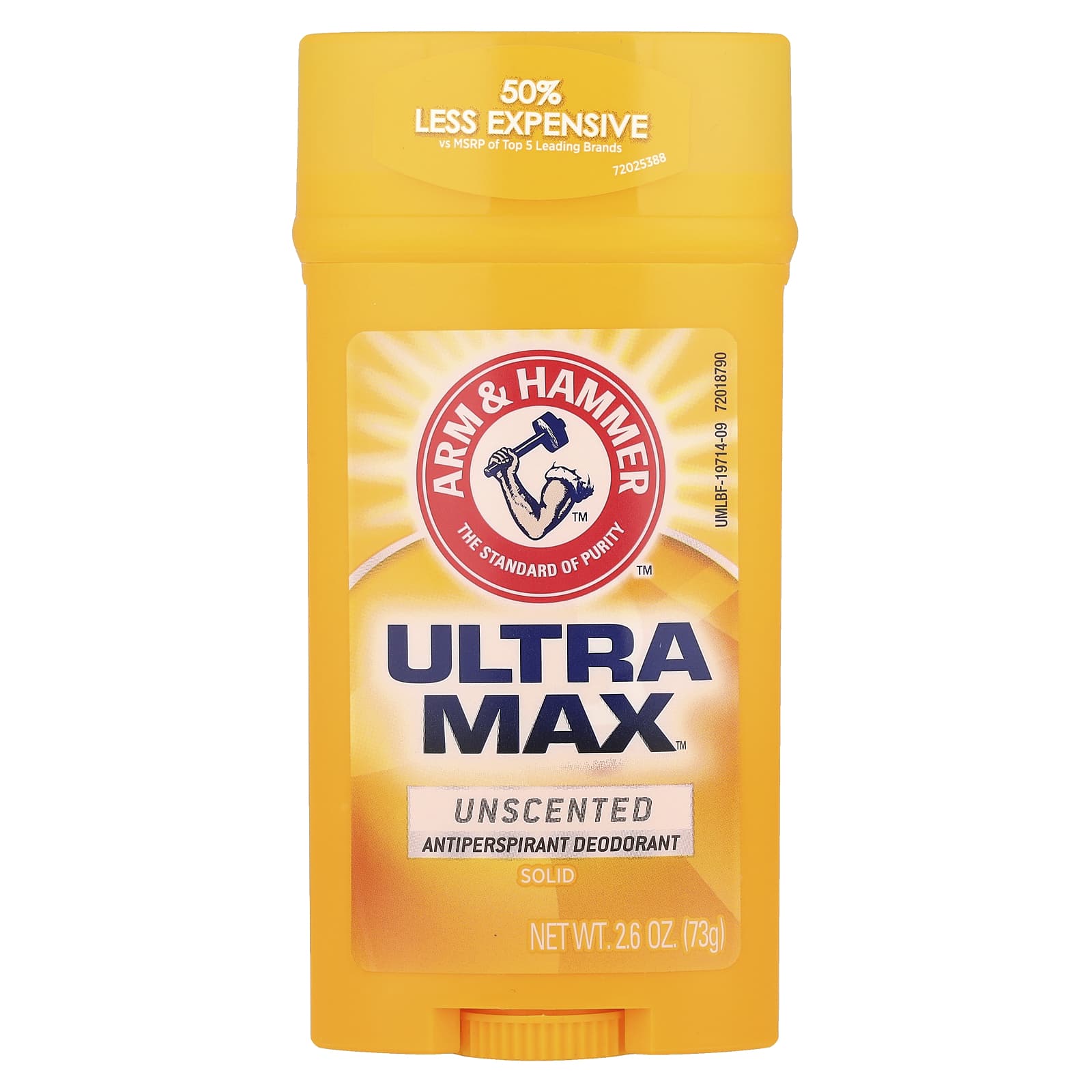 

Arm & Hammer, Ultramax, Antiperspirant Solid Deodorant, Men, Unscented, 2.6 oz (73 G)