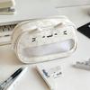 Fashionable Kitten Pencil Pouch with Clear Window and Wave Points for Travel