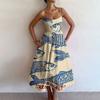 European and American Sexy U-Collar Waist Hugging Pleat Sling Big Hemline Dress Women Sexy Suspender Dress