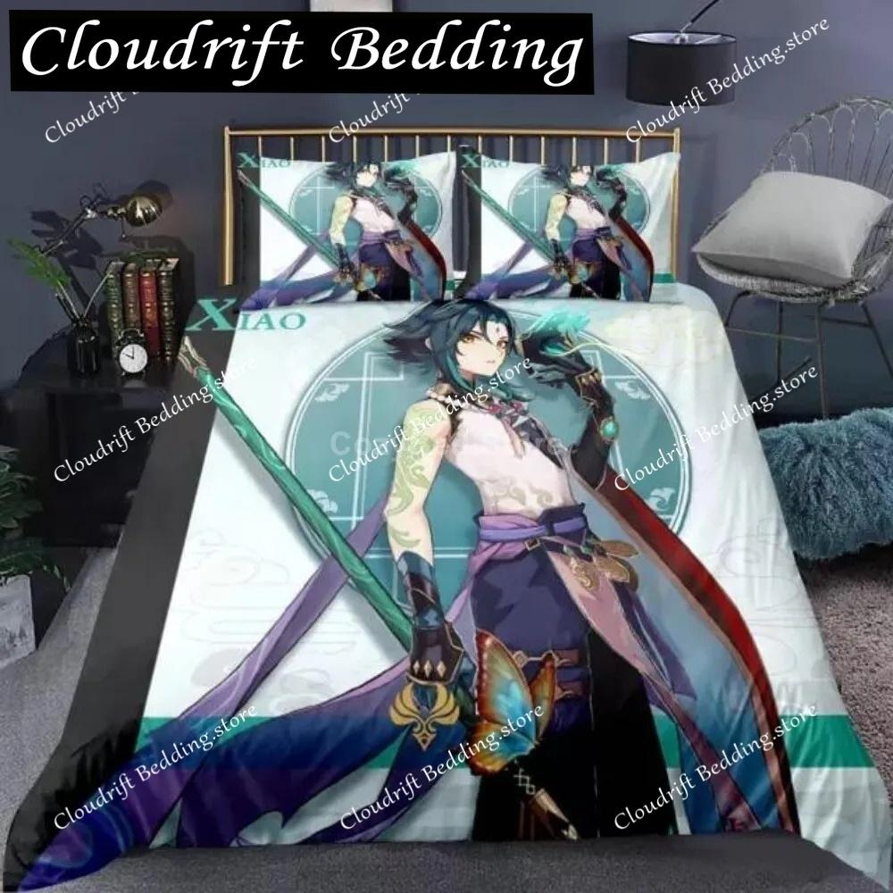 Genshin Impact Bedding Set Cartoon Anime Duvet Cover Single Double Size Kids Boys Luxury 3D Bed Linen Decor Home