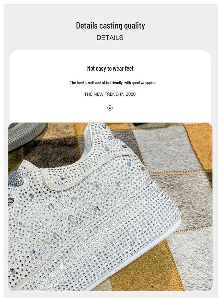 Women's 2024 European Rhinestone Dad Shoes - Thick-Soled Casual Platform Sneakers