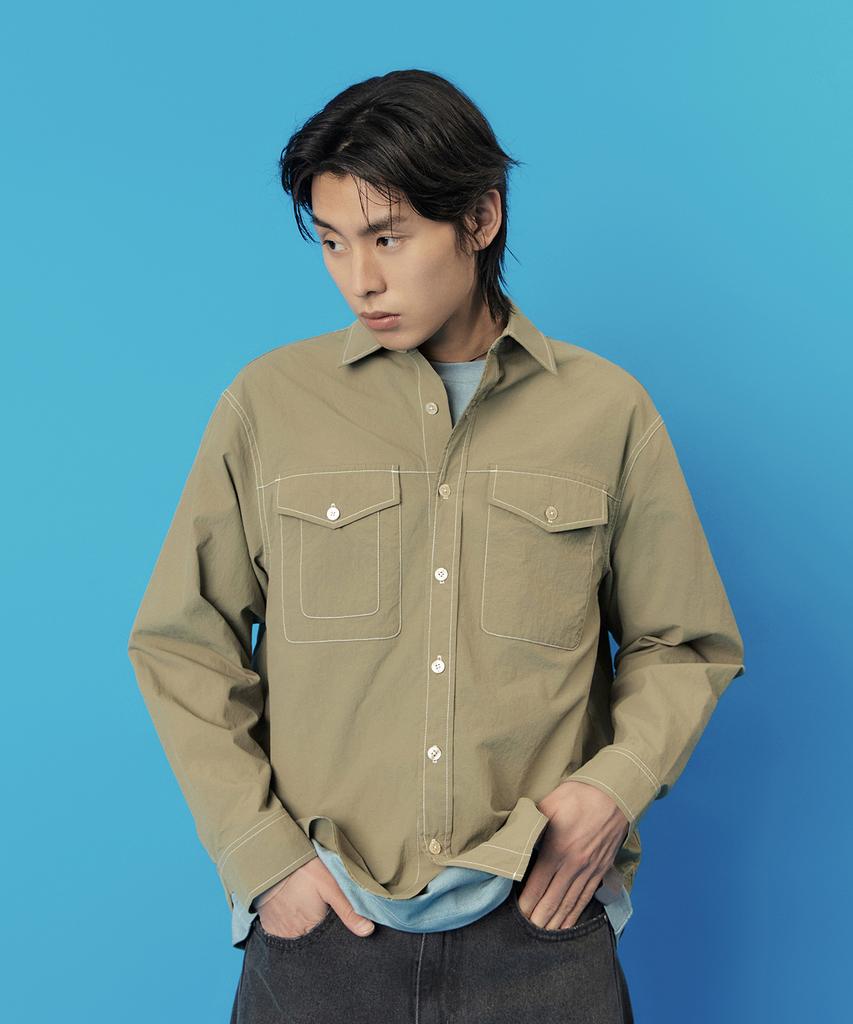 Nontaib Comfy Nylon 2Pk Shirts (Khaki)