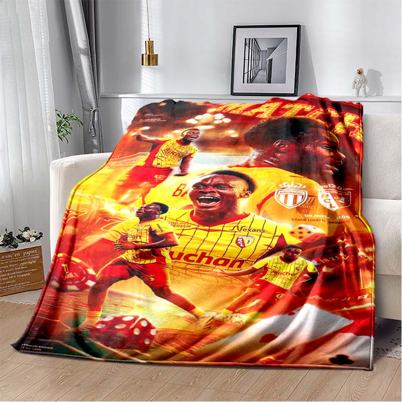 RC Lens Mining City Themed Flannel Blanket, Vintage Miner Helmet & Mine Shaft Print, Soft Warm Fleece Throw for Ligue 1 Football Fans Sofa Bed Decor