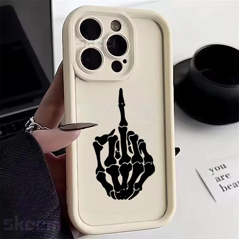 New Terror Black Skull Soft Silicone Phone Case For iPhone 16 15 14 13 12 11 Pro Max X XS XR 7 8 Plus Shockproof Bumper Cover