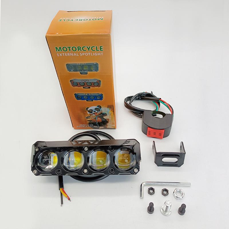 1Pcs Motorcycle Led Spot Light Dual Color Hi/Low Beam Fog Lamps For Car Trucks Suv Utv 12V Mini Lens Headlight Driving Light