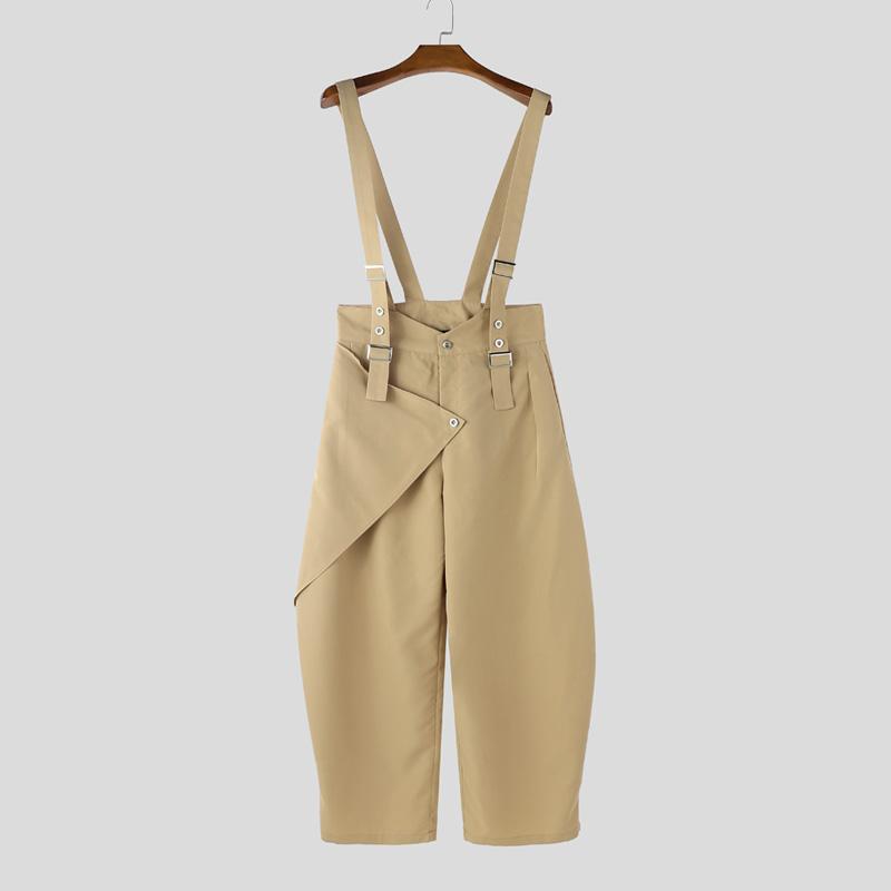 INCERUN Summer Men Sleeveless Strap Layers Casual Loose Suspender Overalls Bib Pants