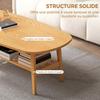 Coffee Table, Two-Tier, Open Lower Shelf, Rubberwood Legs, Natural Wood
